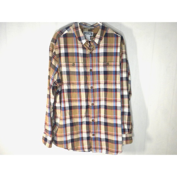 Duluth Trading Co Other - Duluth Shirt Mens XL Brown Blue Plaid Free Swingin Flannel Slim Fit Button 64507